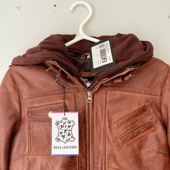 NWT REAL LEATHER BOMBER JACKETS - Picture 3 of 5